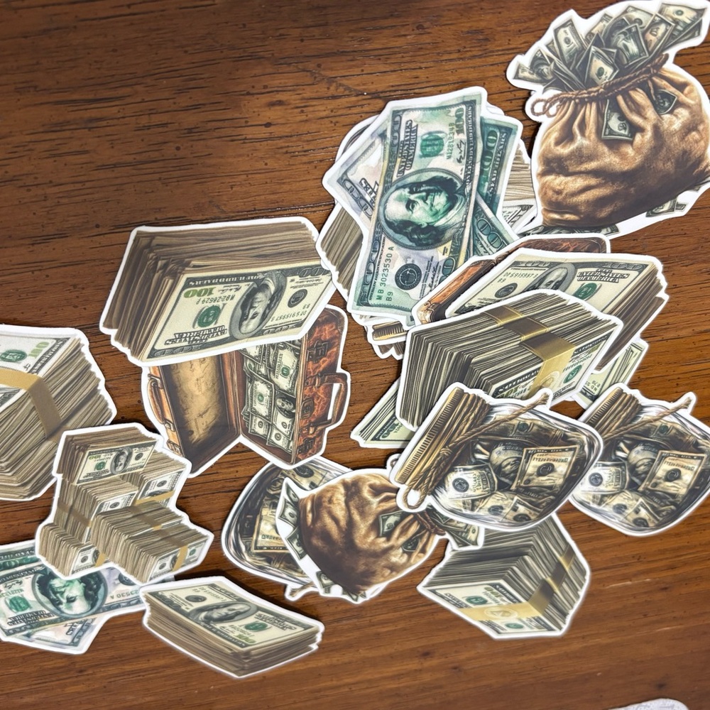 Cash & Money Sticker Pack - Green and Brown